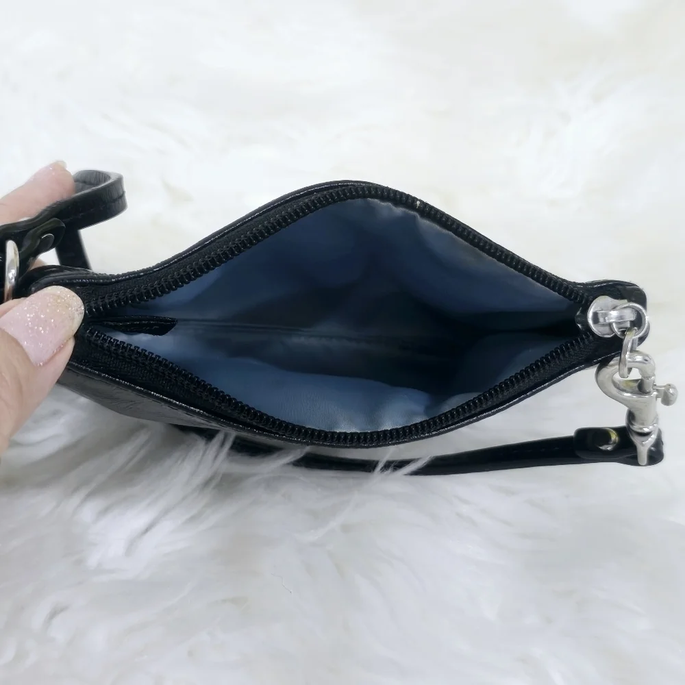 Coach black leather wristlet